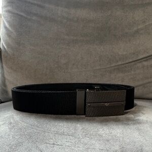 Elegant Black Belt with Textured Buckle
